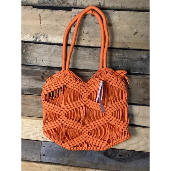Asos Design Top shop Skyla Crochet Shoulder Bag In Orange - Picture 1 of 6